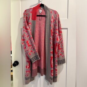 Nic + Zoe Animal Print Cardigan Sweater Plus 1X